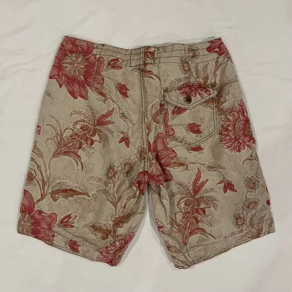 Rugby Ralph Lauren Floral Canvas Shorts Drawstring Cotton Mens 30 Y2K Preppy